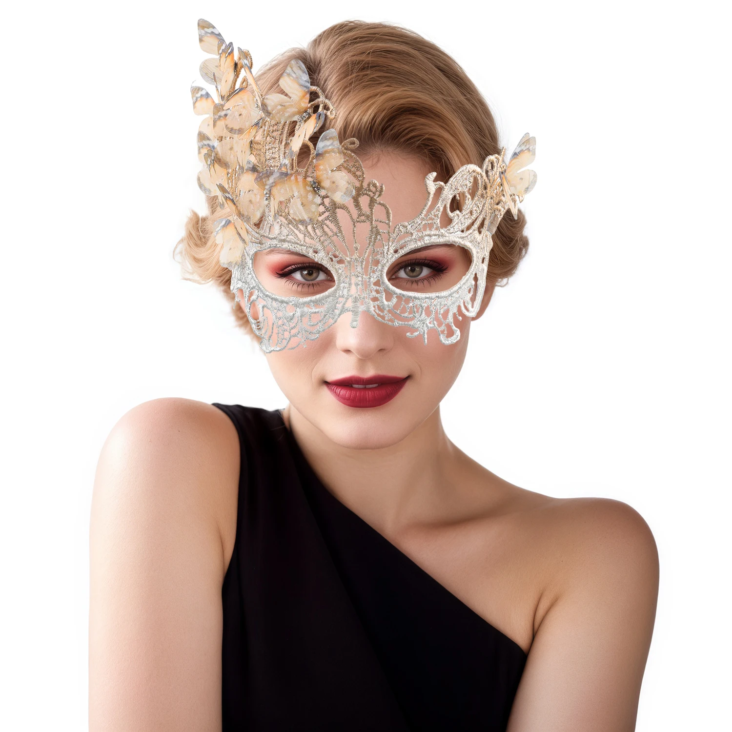 Princess Half Face Mask Feather Masquerade Party Performance Props Halloween Accessory