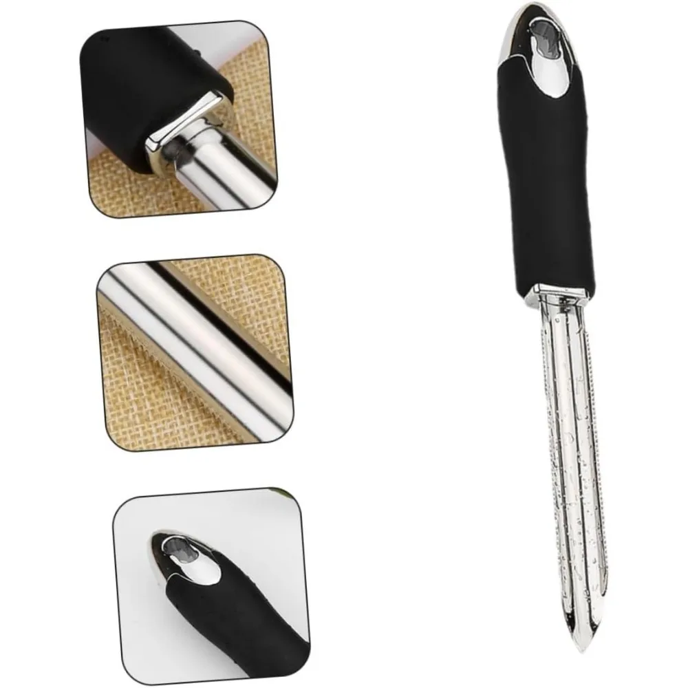 مزيل كور الفلفل مع أداة جوز الهند من الفولاذ المقاوم للصدأ للأسنان، إزالة جوزة الفاكهة، أداة كور الفاكهة، أداة كور، أداة المطبخ، قابلة لإعادة الاستخدام