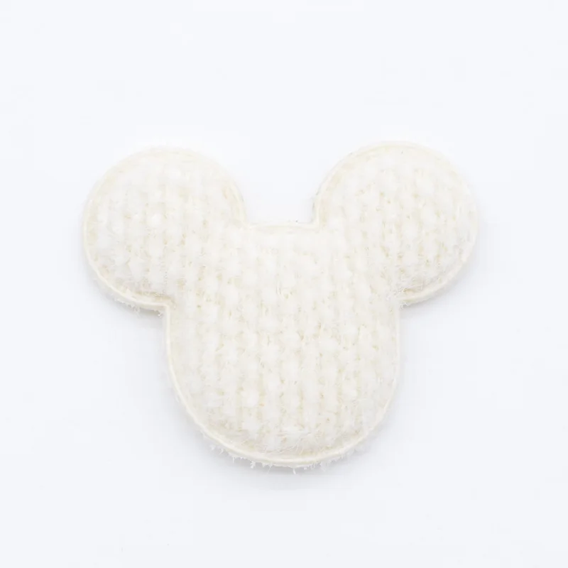 12pcs/lot Soft Plush Fabric Mouse Head Applique for Clothing Hat Sewing Supplies Patches DIY Hair Band Clips Bow Accessories