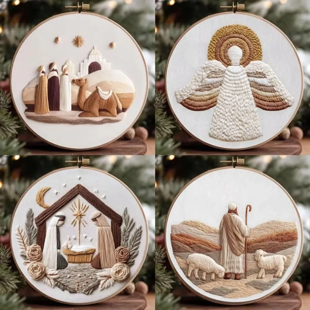 Christmas Cross Stitch Nativity Scene Embroidery Kit Non-finished Products DIY DIY Religious Vintage Embroidery Cross Stitch Set