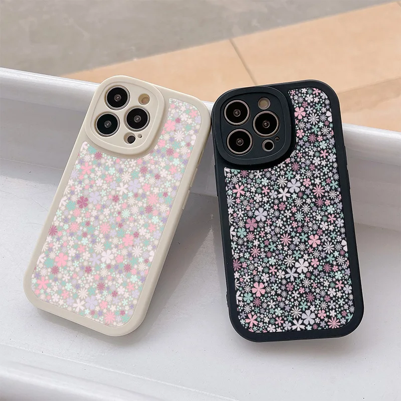 Full Screen Small Flower Fragments Phone Case For IPhone 14 13 12 11 Pro Max 7 8 14 Plus X XS XR Soft Bumper Protection Cover