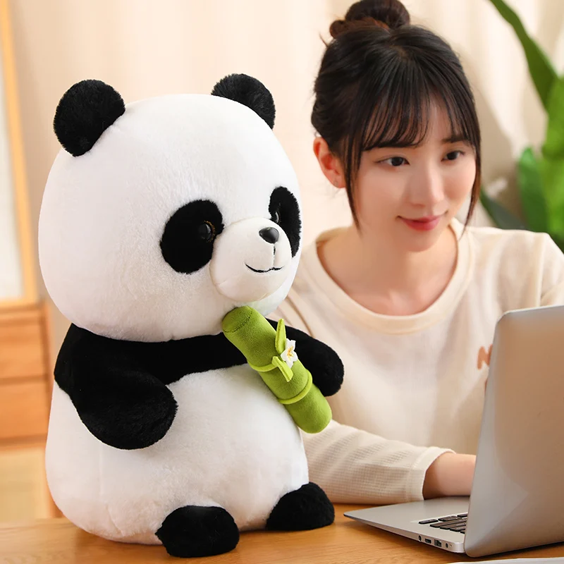 25cm Kawaii Panda Plush Toys Cute bamboo Panda Bears with bamboo Plushie Doll Stuffed Animal Toy For Kids  Best Gift