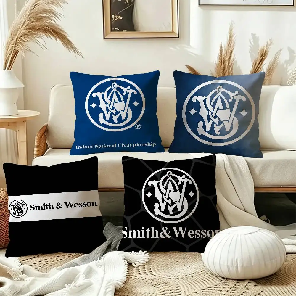 GUN Smith & Wesson Personalized Pillow Cover Kids Bedroom Wild Party Decor Pillowcase kid Birthday shower Gift