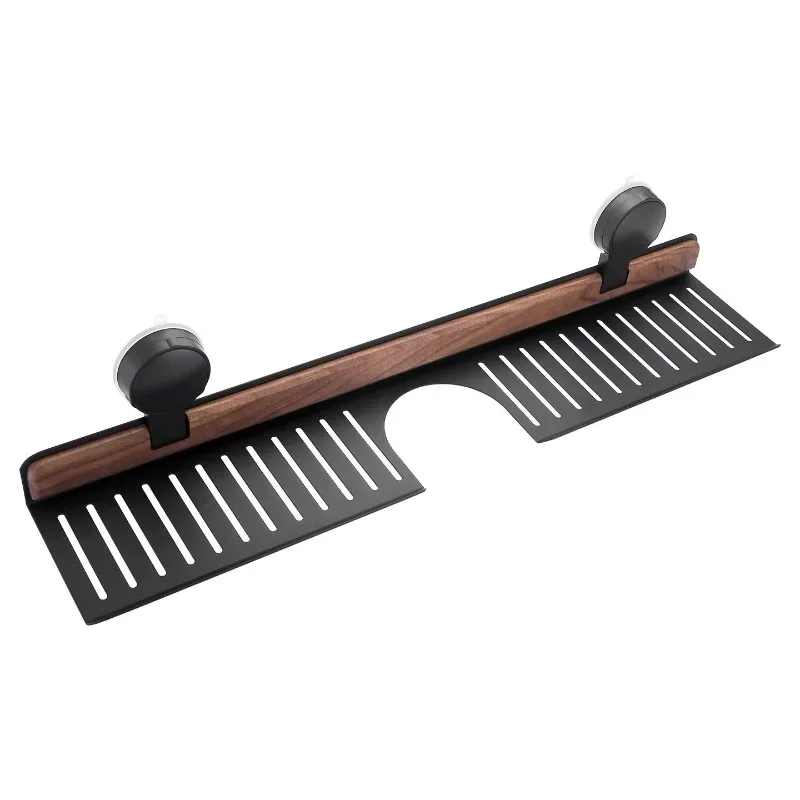 

Walnut suction cup, bathroom rack, bathroom mirror, faucet, washbasin, sink storage rack.