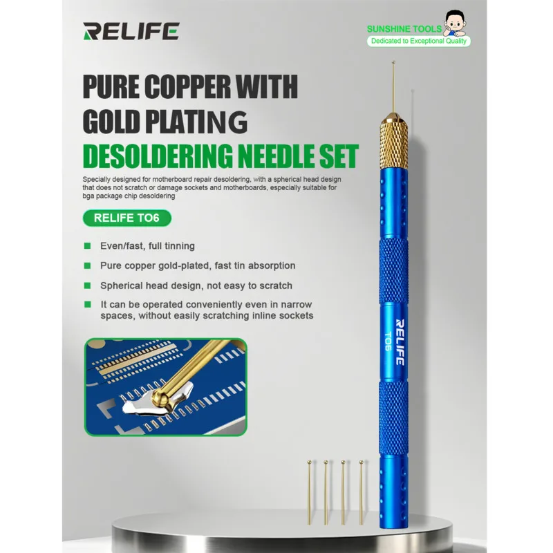 

RELIFE TO6 Tin Dragging Needle Set Suitable For Motherboard Repair Tin Dragging Ball Head Not Easy To Scratch Repair Tool