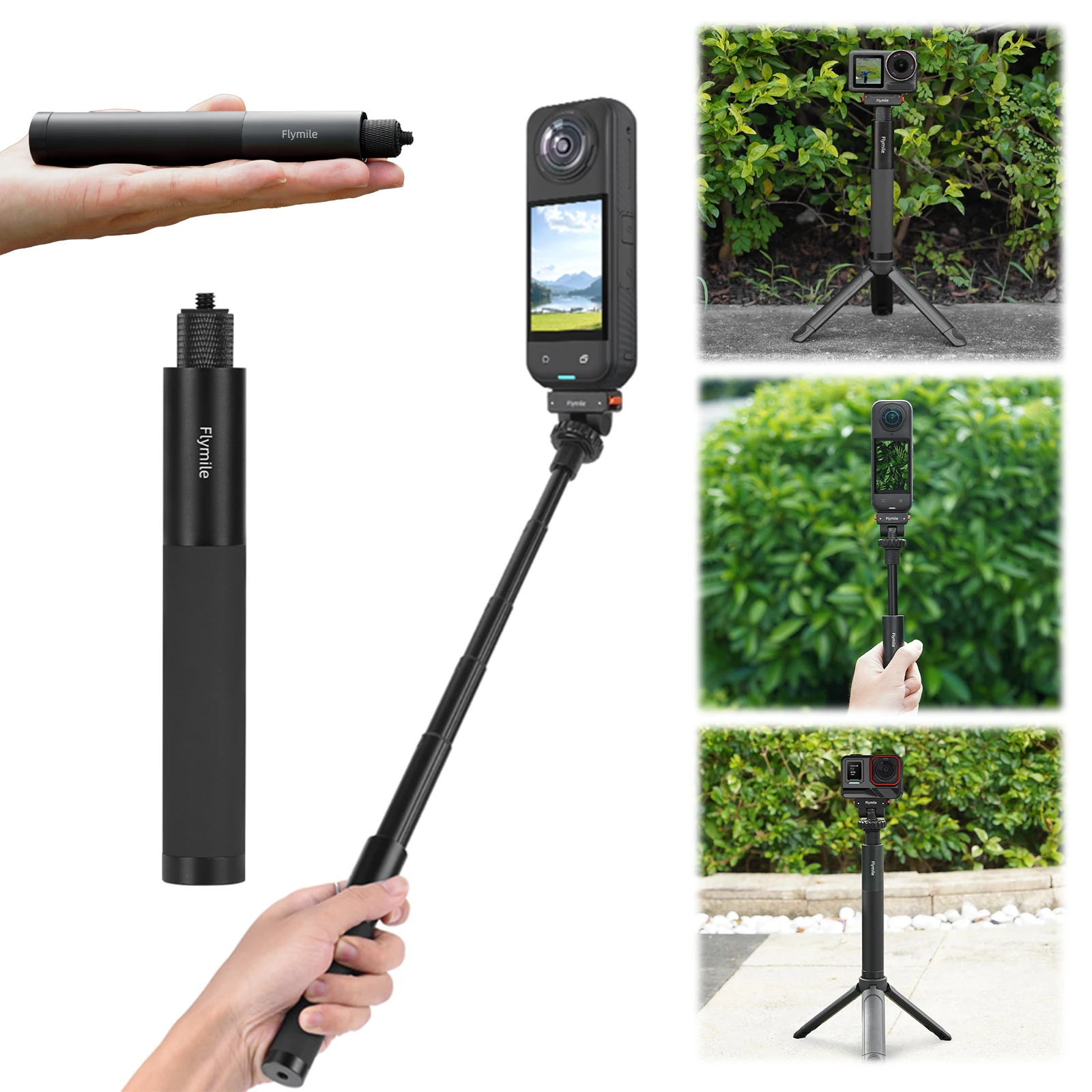 Selfie Stick Aluminum Alloy Handle Grip Hand Grip for  Go Ultra/X5/Pocket 3 Action Cameras