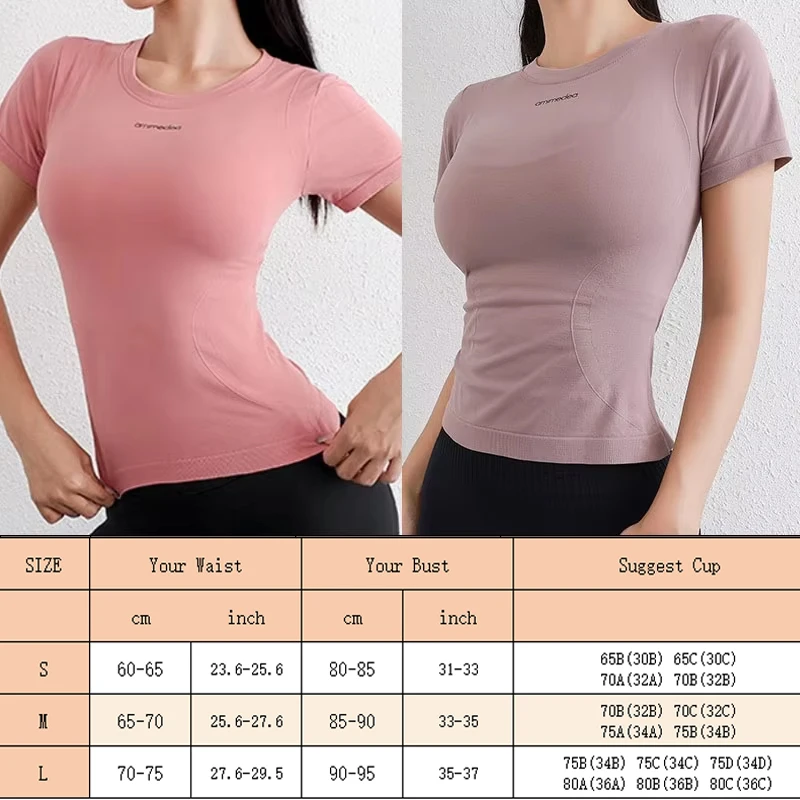 PofyBofy Quick-drying Slim Fit Crew Neck Short Sleeve Yoga Fitness Shirt Softness Breathable Gym Running Workout Tops for Women