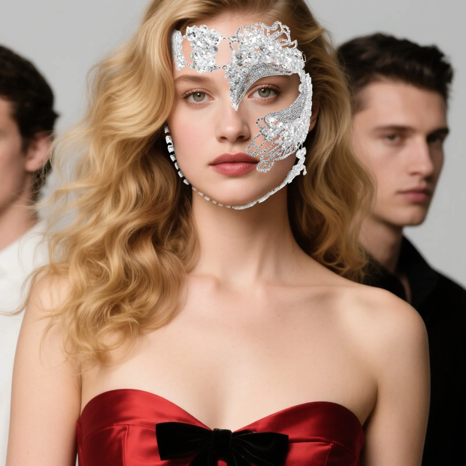 

Bling Rhinestone Masquerade Mask for Women Elegant Shiny Zircon Venetian Half Face Party Mask for Prom Ball Mardi Gras Halloween