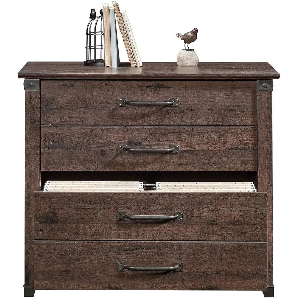 Rustic Lateral File Cabinet with 2 Drawers Full Extension Slides Interlocking Safety Mechanism Durable Freestanding Filing