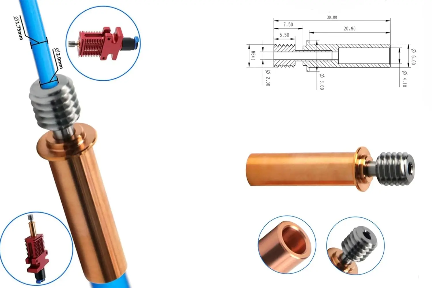 Creality Offizielles Ender3 Halsrohr aus Titanlegierung, Bimetall-Heatbreak, für Ender3 S1/3 V2/3 Pro/Ender 5/CR-6 SE/CR-5 PRO/CR10 – Detail 18