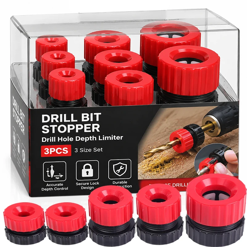 Depth Control Drill Stop Woodworking Drill Bit Depth Stop Set for Carpentry Precise Drilling Depth Control Plastic Limiter Rings