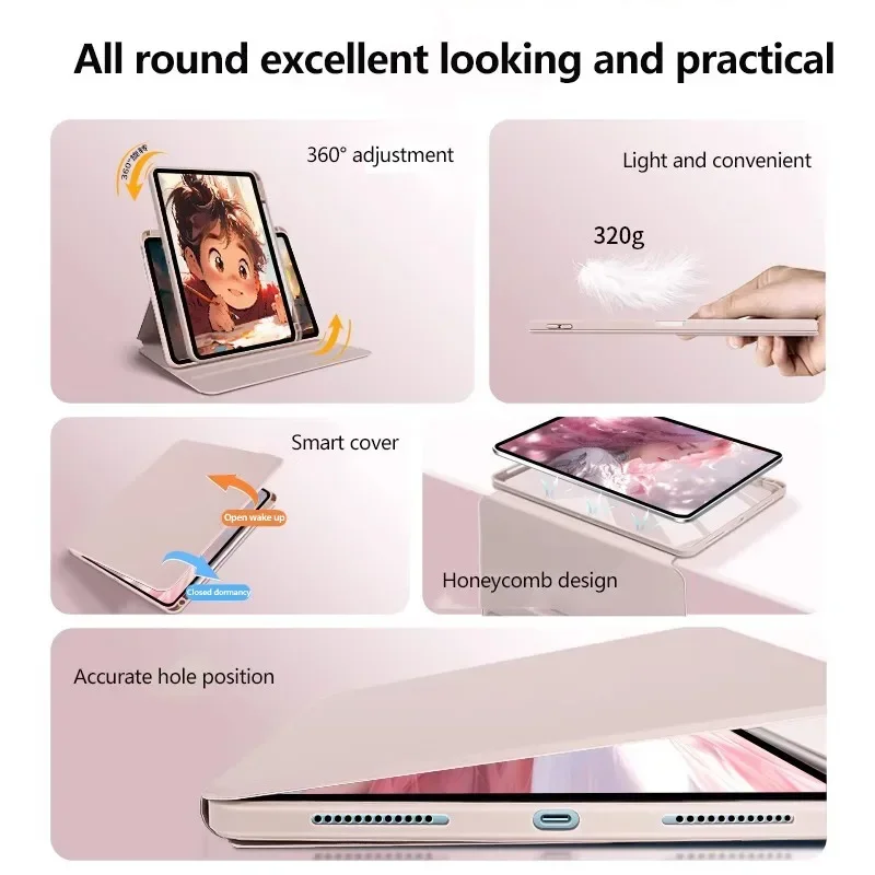 For New IPad A16 11th Generation 2025 Case for IPad Air 7 6 11" M3 M2 Mini7/6 A17 Pro11 13 12.9 M4 Air4/5 10th Flip Rotate Cover 4
