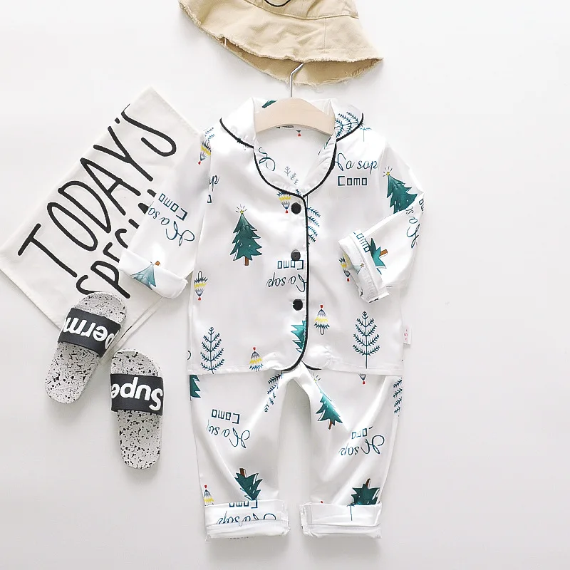 Seiden-Satin-Pyjama-Sets für Kleinkinder, Cartoon-Pyjamas für Kinder, Jungen-Schlafanzug, Baby-Schlafanzug, Mädchen-Freizeitkleidung für Zuhause, Jungen-Loungewear – Detail 30