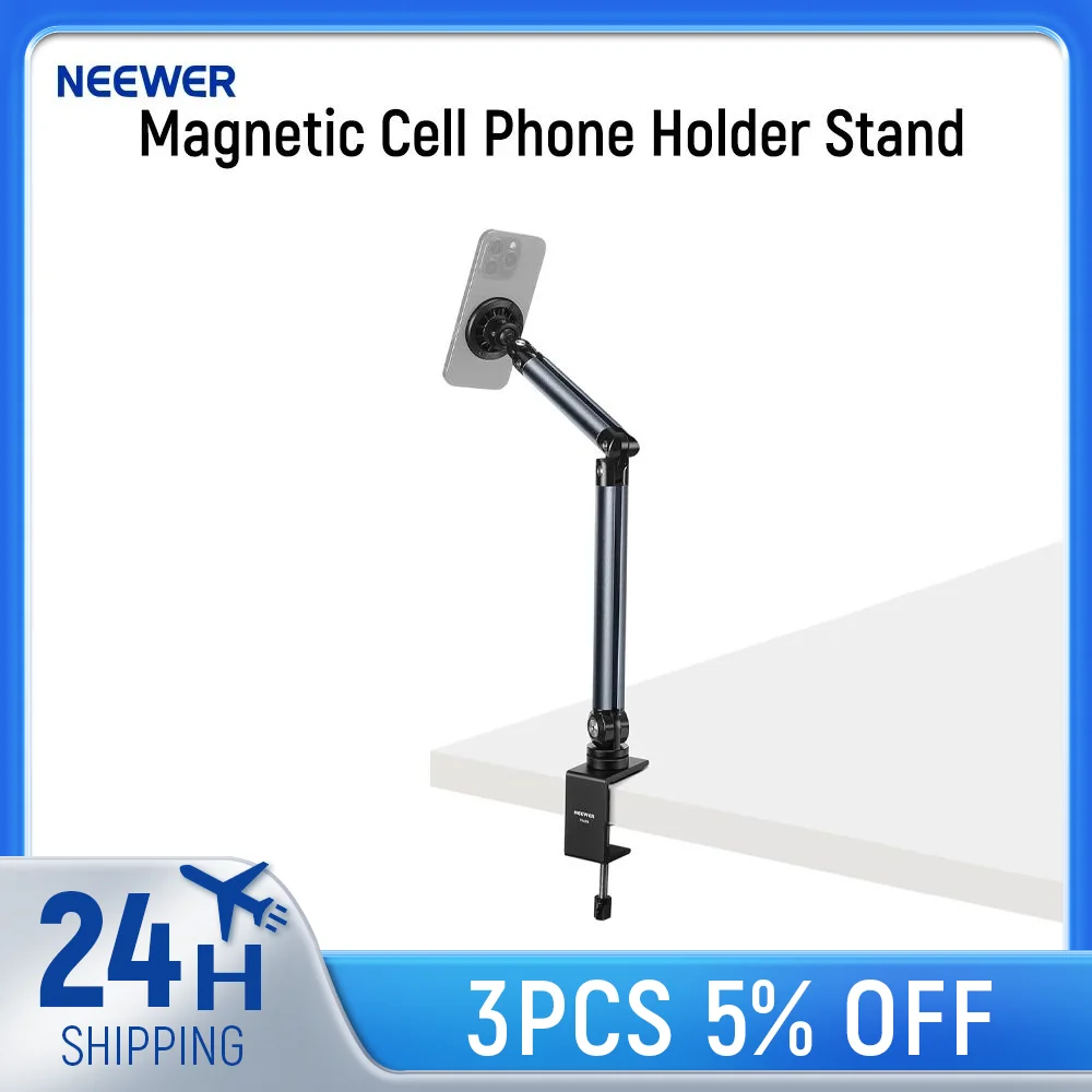 

Магнитный держатель для мобильного телефона NEEWER Basics для стола и кровати, регулируемое настольное крепление для MagSafe iPhone 16 15 Pro Max Plus 14 13
