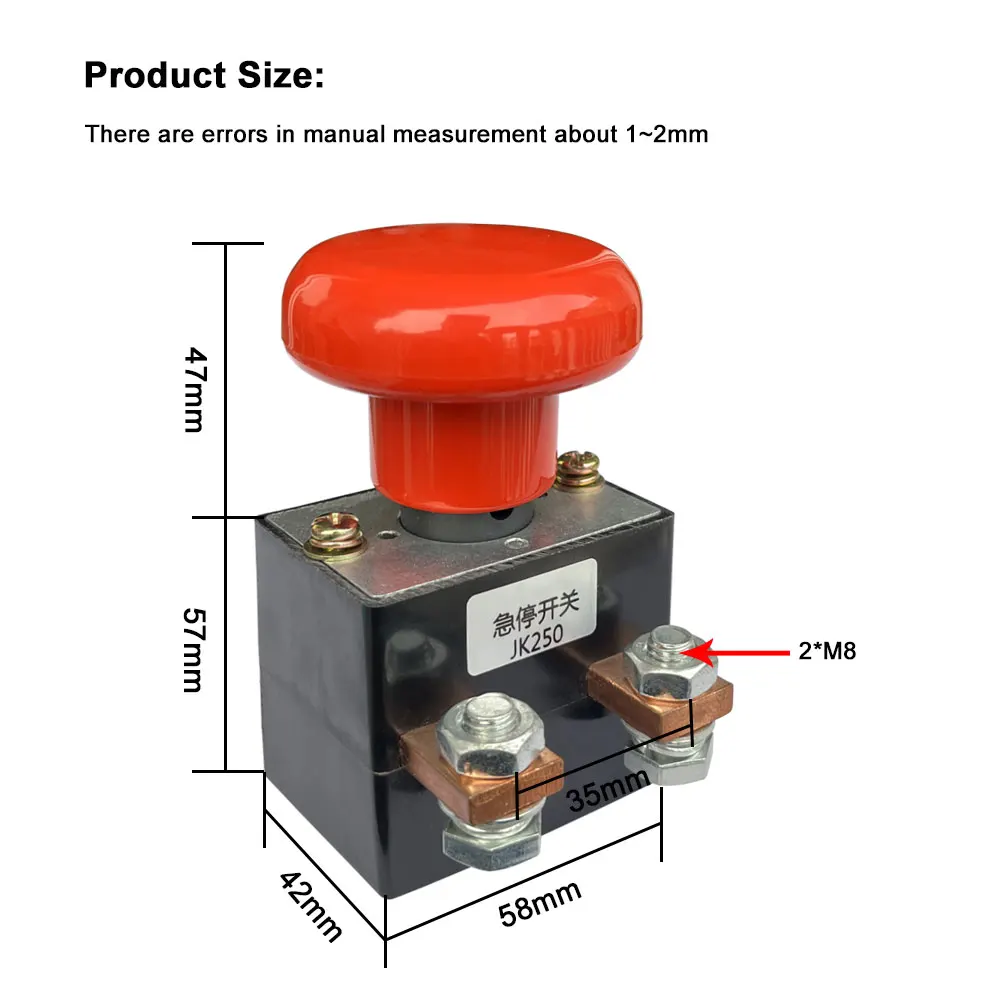 24V 250A Electric Forklift Truck Mechanical Power Emergency Stop Master Button Cut Off  Switch