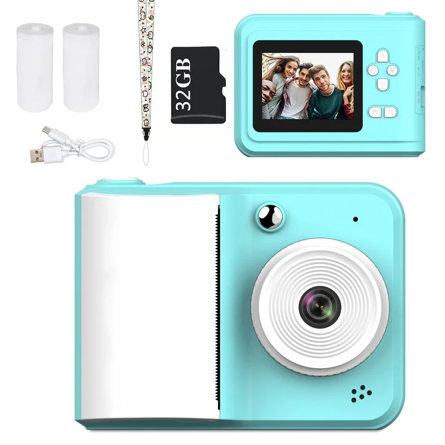 Kids Instant Print Camera with 32GB 1080P HD 2.4 Inch Screen Zoom Video Photo Child Birthday Festival Gifts Digital Camera Toys