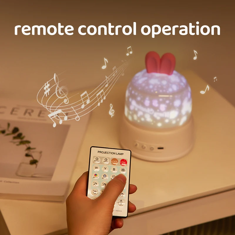 Children'S Galaxy Ocean Projection Sleep Light Cute Rabbit Projector Night Light Bedroom Party Birthday Christmas Gift