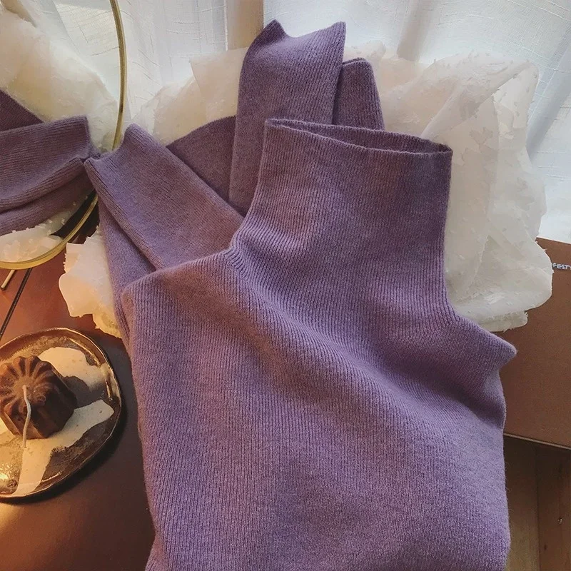 

Comfortable Casual Style Soft Cozy High Neck Pure Color Women's Sweater Autumn Winter New Style Versatile Base Layer Shirt
