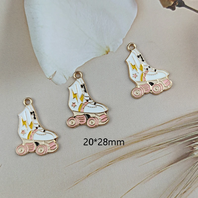 10PCS/Lot Fashion Sports Charm Enamel Zinc Alloy Roller Skates Pendants Accessories Charms Craft DIY Jewelry Findings