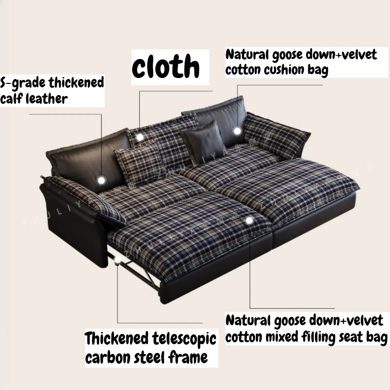 Vintage Pull Storage Sofa Bed Chaise Lounges Multifunctional Convertible Sofa Recliner Couch Apartment Living Room Furniture