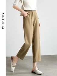 SENTUBILA Brown Cropped Harem Pant for Women Autumn Fashion Casual Lady Suit Pants Maillard Temperament Trousers Woman 133K49409