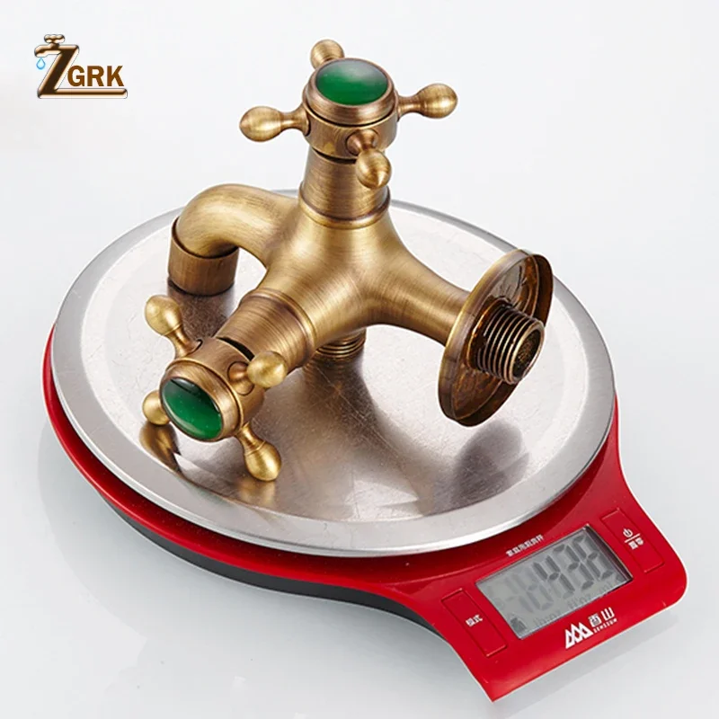 ZGRK Brass Wall Mounted Bibcock Faucet Garden Outdoor Washing Machine Faucet Antique Mop Taps Bathroom Single Cold Tap
