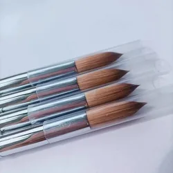 1Pcs Acrylic Nail Brush 100% Kolinsky Painting Sable Silver Metal Handle Round Size14#16#18#20 Manicure Art Salon Drawing Tools