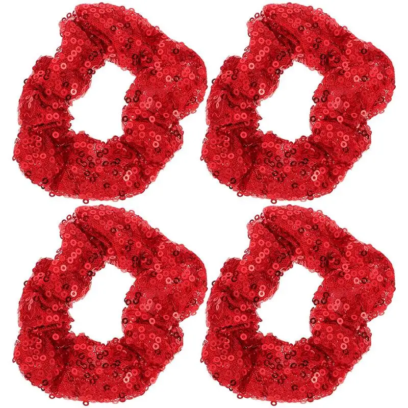 

4Pcs Christmas Hair Ties Christmas Hair Scrunchies Holiday Ponytail Holder Valentine Headwear Holiday Scrunchies