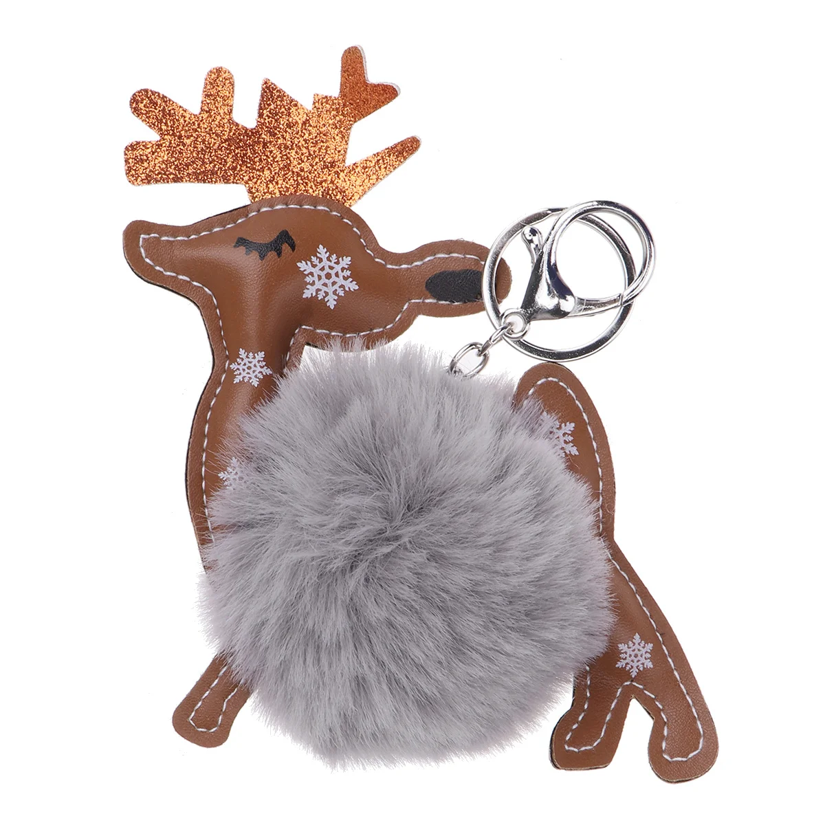 الأيائل المفاتيح رمادي فاتح عيد الميلاد الكرة قلادة حقيبة يد معلقة سحر للنساء أطفال عطلة هدية ديكور التبعي