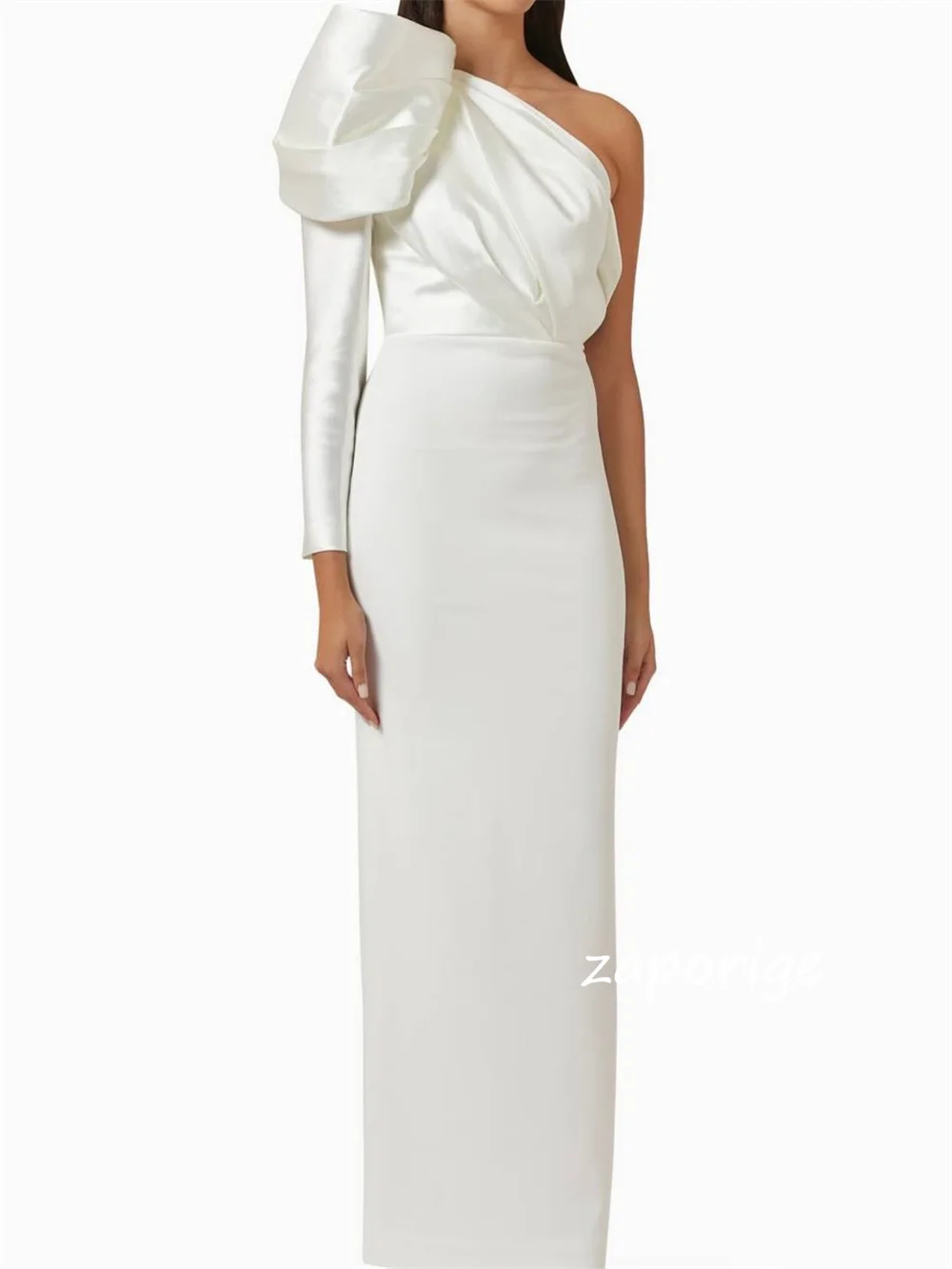 Customized Fashion Jersey Pleat Straight One-shoulder Long Dresses Bespoke Occasion Celebrity Elegant Chinese Style