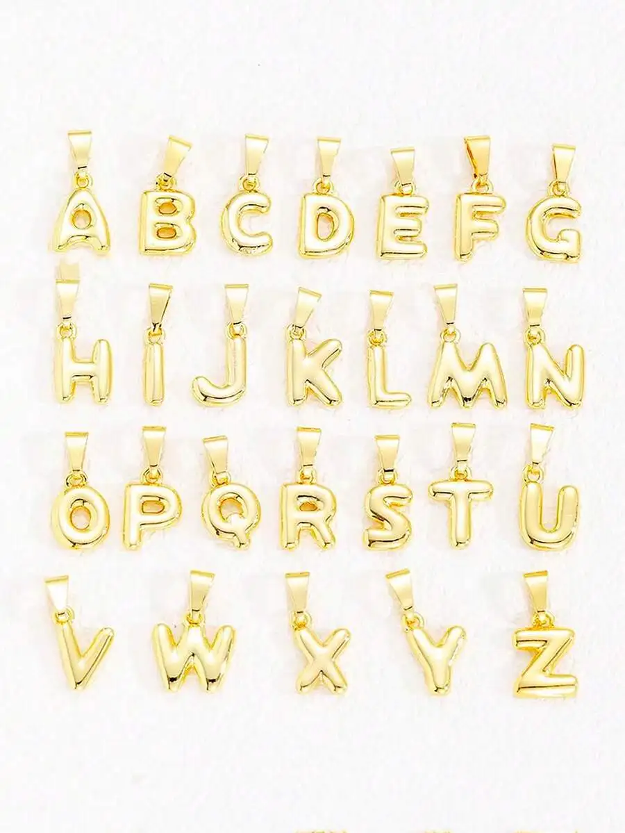 

26 Letter Alphabet Pendant Charm Gold Tone For Women