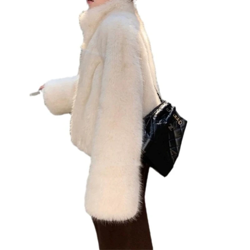2025 novo inverno pele de raposa eco-friendly jaqueta de pele feminina gola curta engrossado pele integrada topo de pelúcia