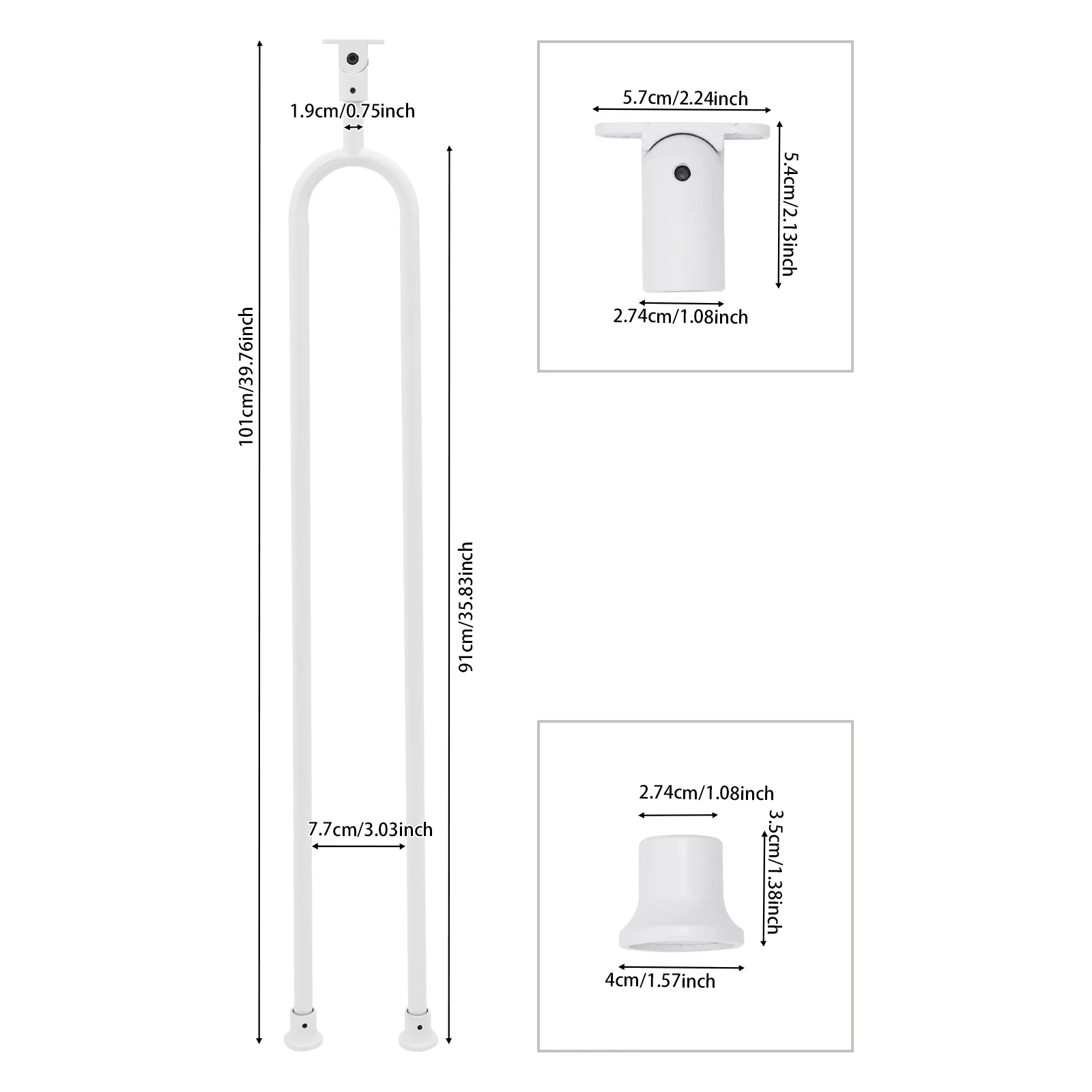 10PCS U-shaped Stair Balusters with Adjustable Top Bracket, Iron Stair Handrail 101cm Height for Villas, Attics, Gardens