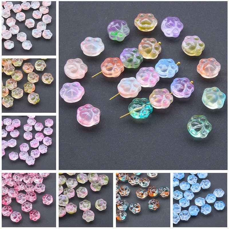 

10pcs Colorful Bear Claw Shape 15mm Handmade Lampwork Glass Loose Beads For Jewelry Making DIY Crafts Findings