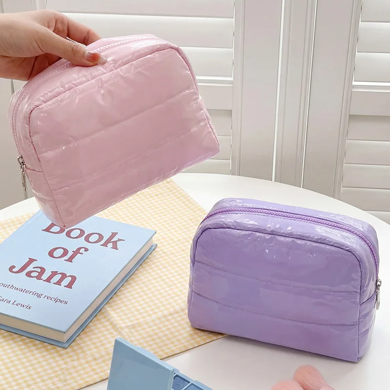 Lightweight travel portable simple down cosmetic bag solid color simple versatile clutch bag multi-functional waterproof toilet