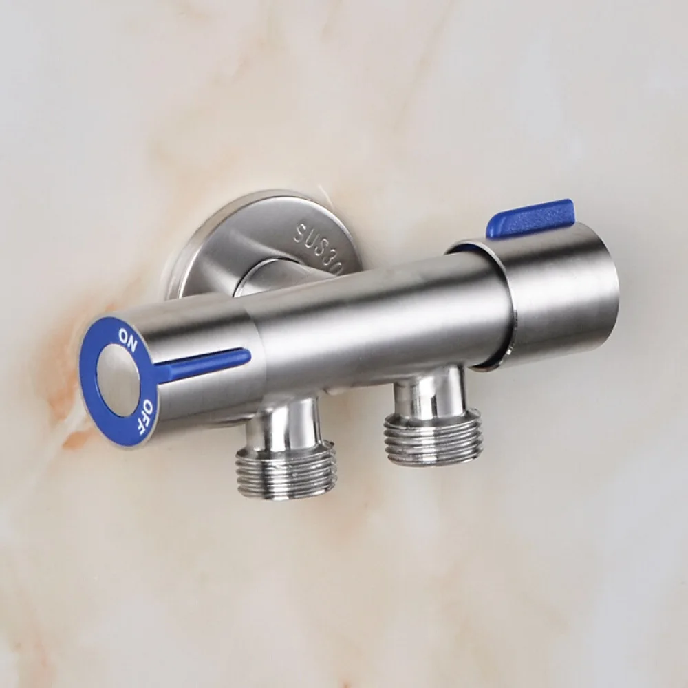 Washing Machine Faucet Splitter Stainless Steel 304 Dual Output Water Diverter Connector Home Kitchen Garden Pipe Fitting