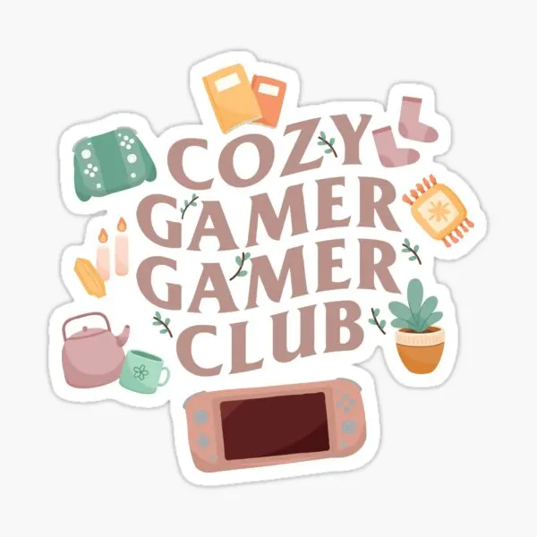 

Cozy Gamer Gamer Club 5PCS Stickers for Luggage Anime Print Water Bottles Wall Decor Background Bumper Funny Room Decorations