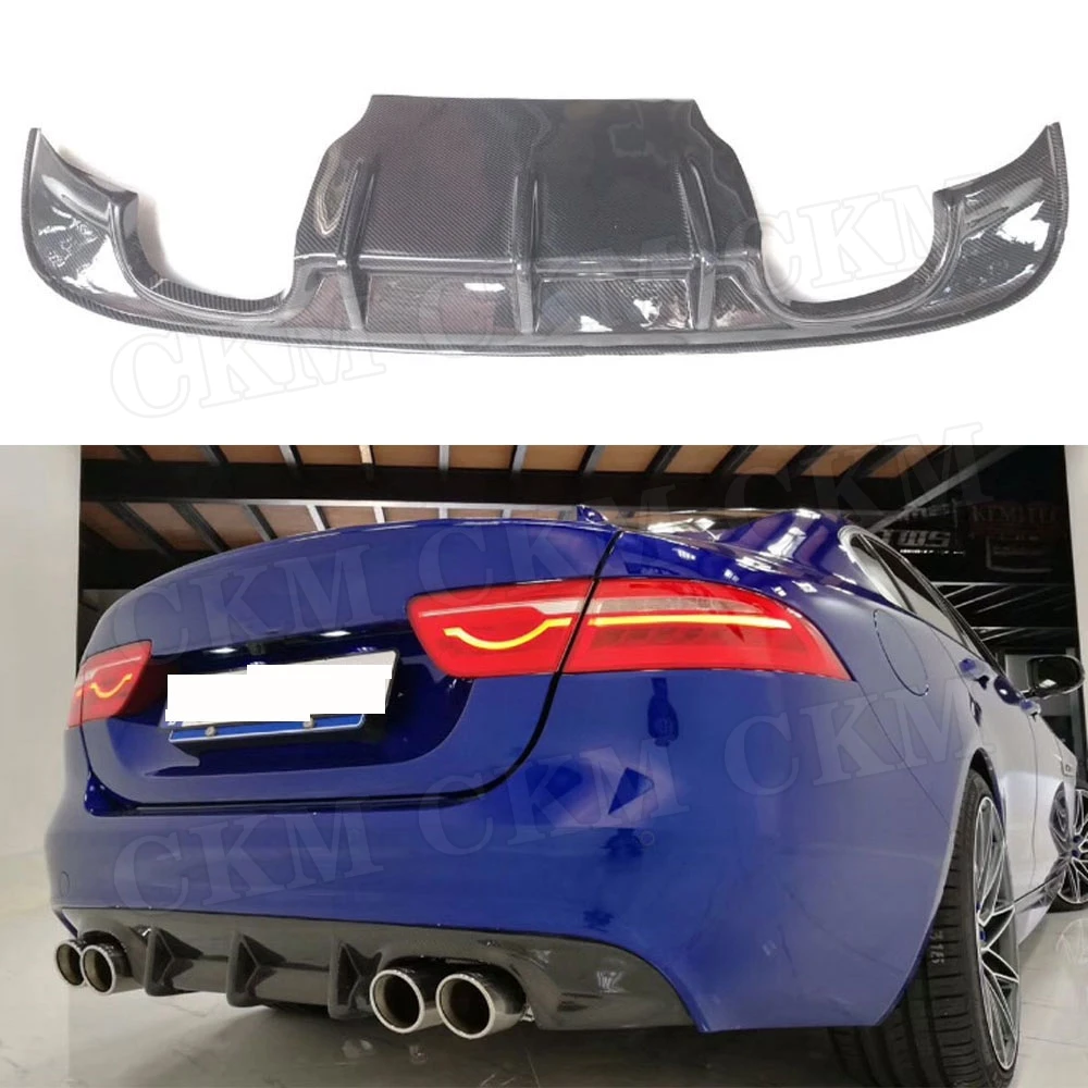 Carbon fiber Car Rear Bumper Diffuser for Jaguar XE Sedan 4 Door 2015-2017 FRP Unpainted Black Rear Lip Spiler