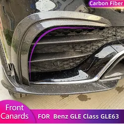 Carbon Fiber Car Front Bumper Fins Canards Air Vent Trim For Mercedes Benz GLE Class GLE63 AMG 2015-2018 Racing Front Canards