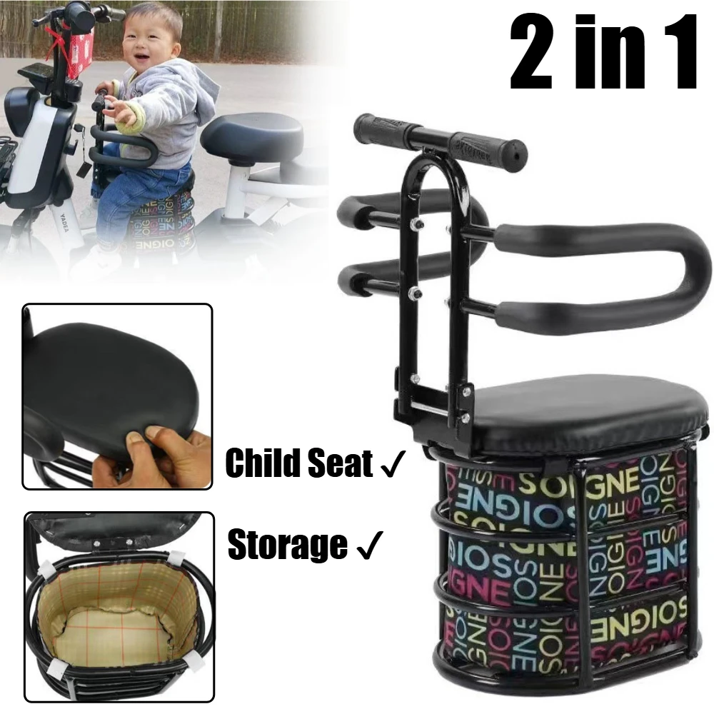 

Child Seat for Electric Scooter with Storage Basket Suitable for Electric Bicycle/Hybrid Cruiser Bicycles For 4-8 Years Kids