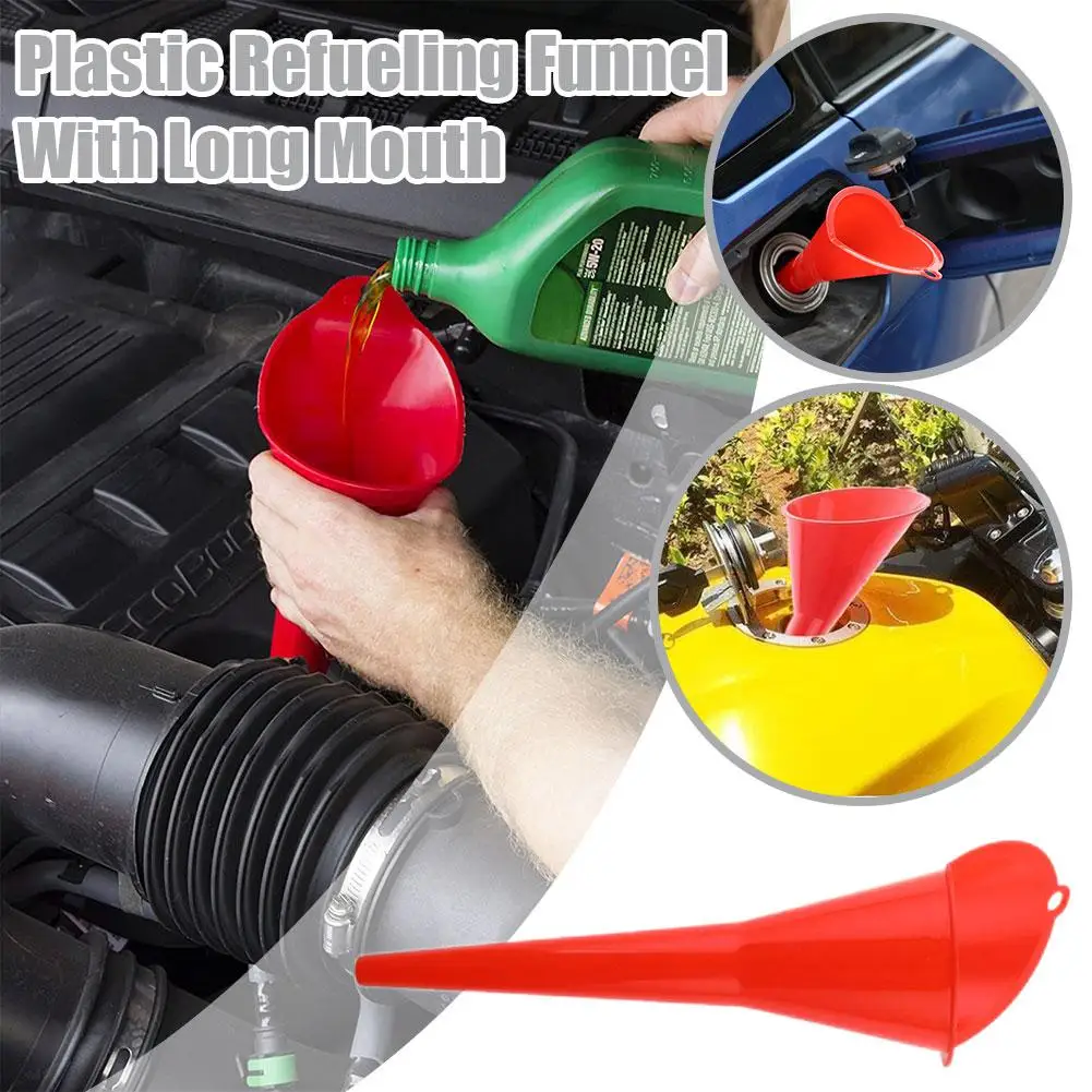 Car Gasoline Oil Fuel Filling Funnel - Long Mouth Tool for Engine Refueling - Plastic Motorcycle Accessories - Anti-splash T6G0