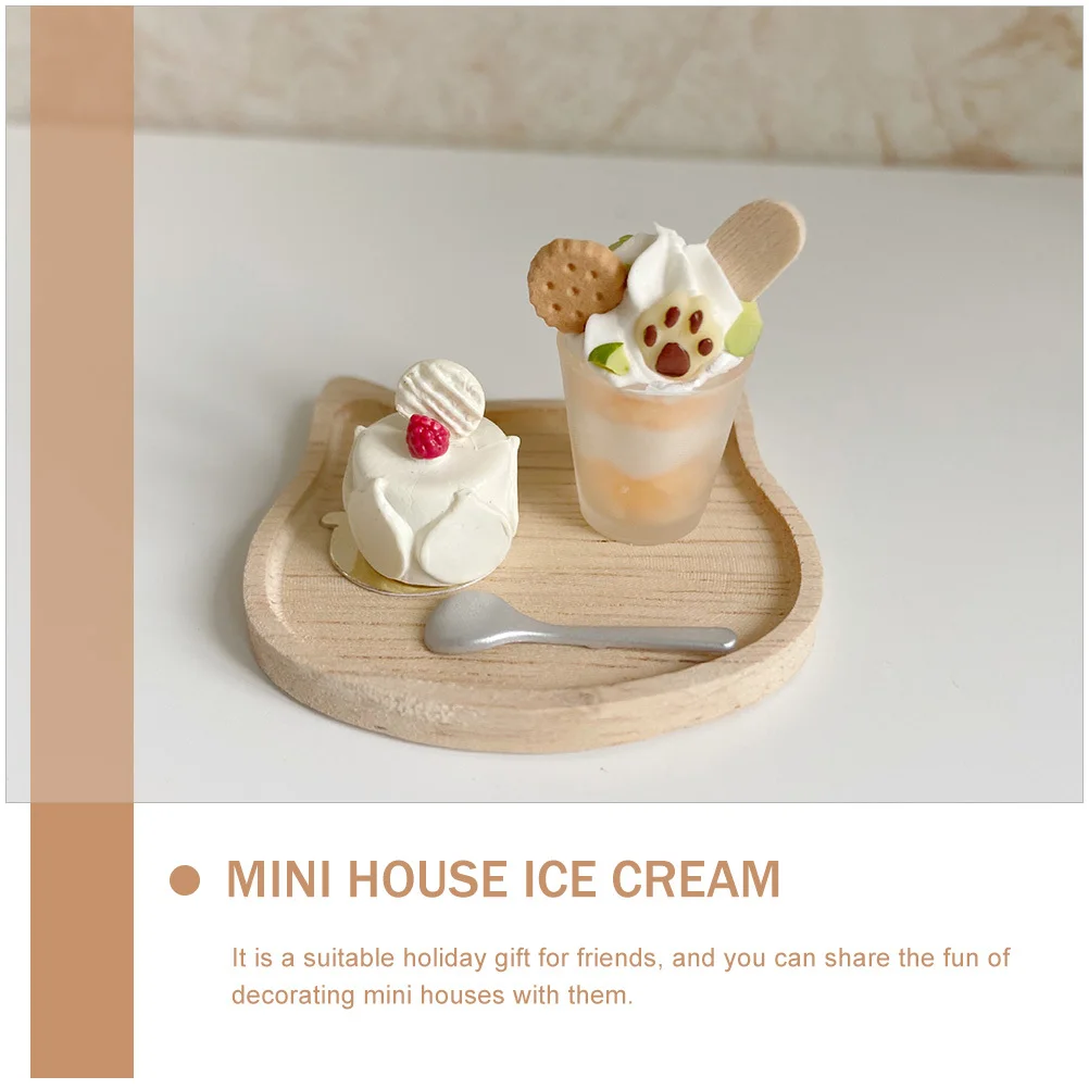 

Мини-домик, мороженое, украшение из смолы, миниатюрное украшение для маленького дома, долговечный реалистичный мини-десерт, миниатюрная еда