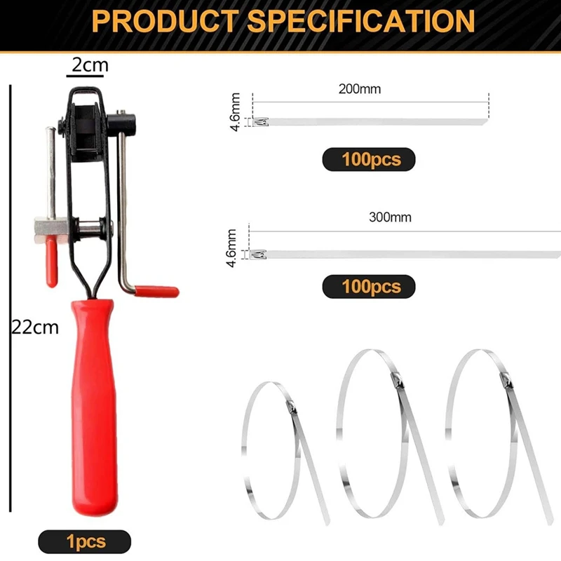 CV Joint Crimp Clamp Plier CV Boot Clamps Car Joint Binding Trunk Axle Clamp Tool Repair Tool With 200 Boot Band Clamps
