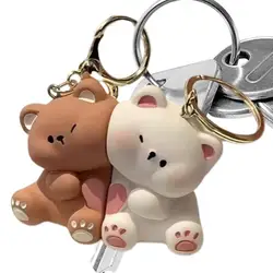 2pcs Car Key Ring Bag Charm Magnetic Keychain Bear Pendant Bear Couples Keychain Key Chain Animal Keychain for Purses Bags Key