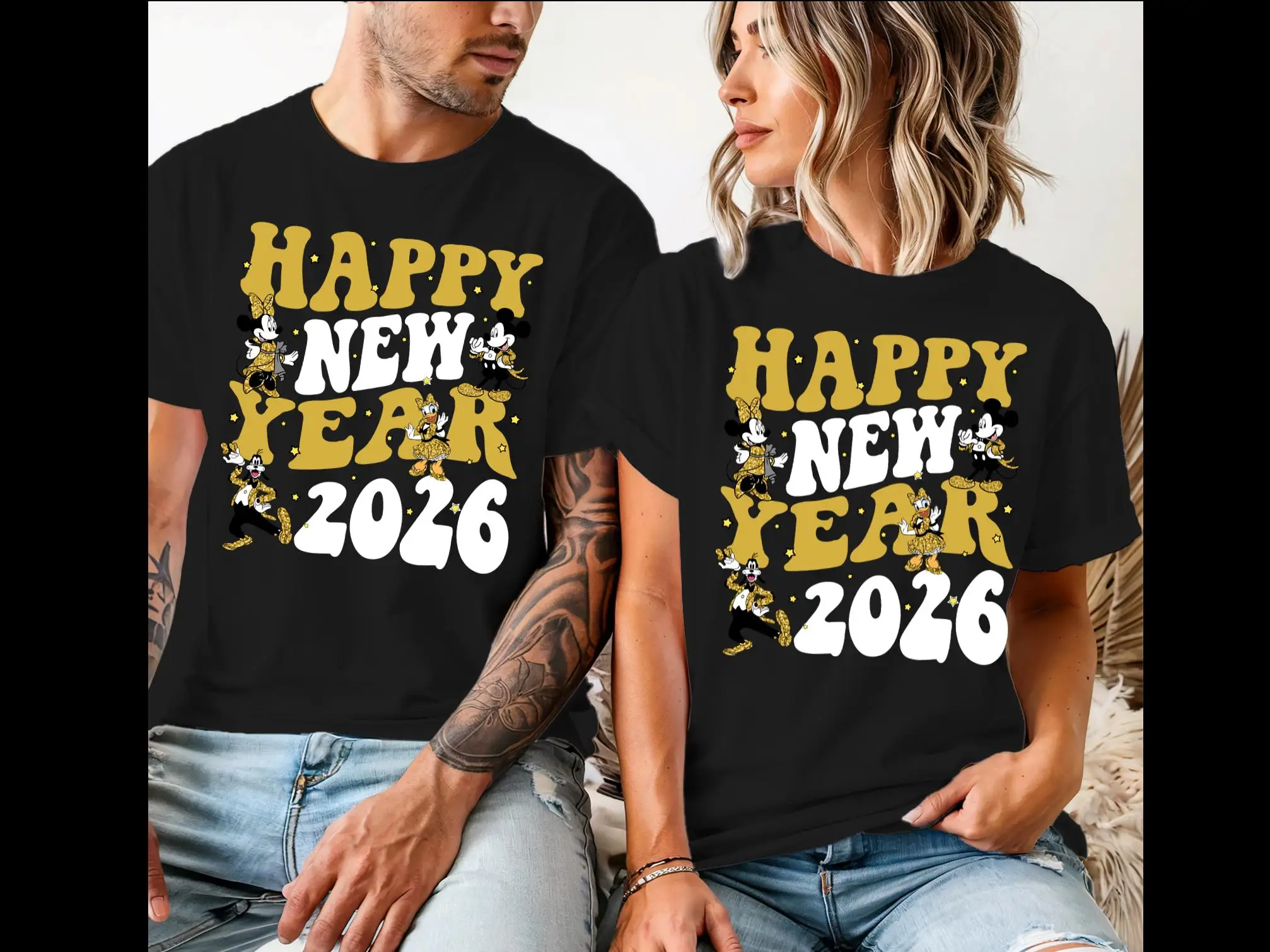 

Disney Mickey and Friends Castle 2026 New Year Fireworks T-shirt, Family New Year Trip, Disney Mickey New Year's Eve Party