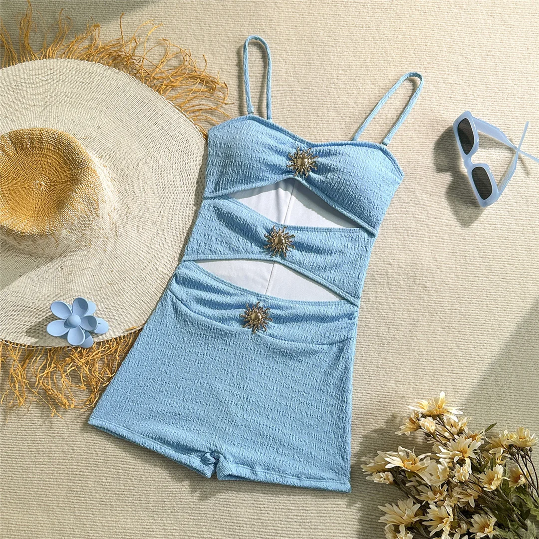 2026 Geraffter, ausgeschnittener Damen-Badeanzug, einteiliger Badeanzug, gepolsterter Monokini-Shorts-Badeanzug, Badebekleidung, Badeanzug V7824 – Detail 21