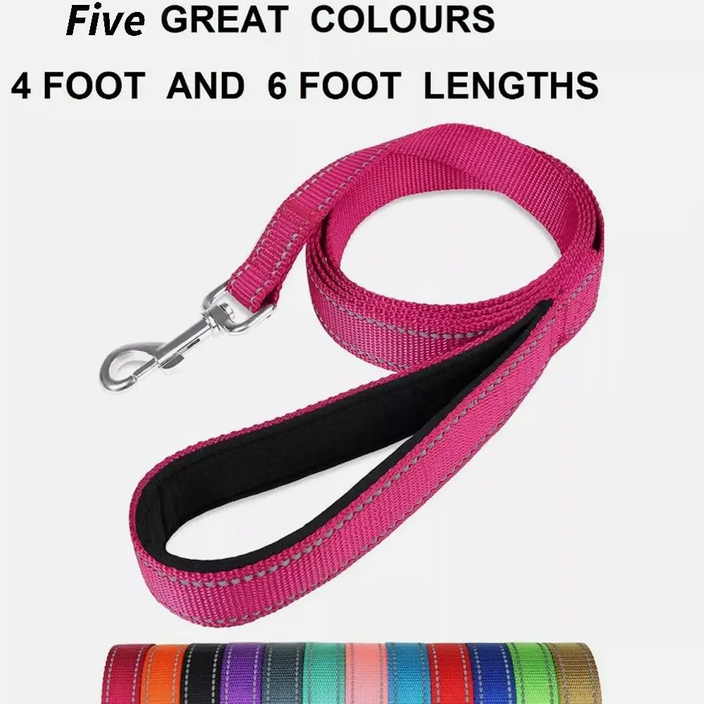 4 foot & 6 foot Nylon Dog Lead Reflective Strong Padded Dog Training Lead Handle Comfort Tracking Leash for Dog