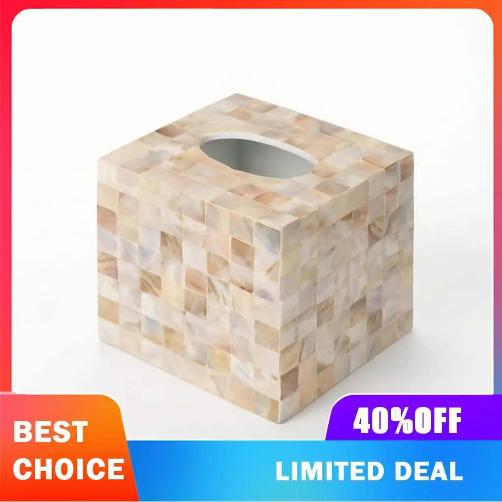 Luxury Tissue Holder Shell Waterproof Modern Square Container European Style Living Room