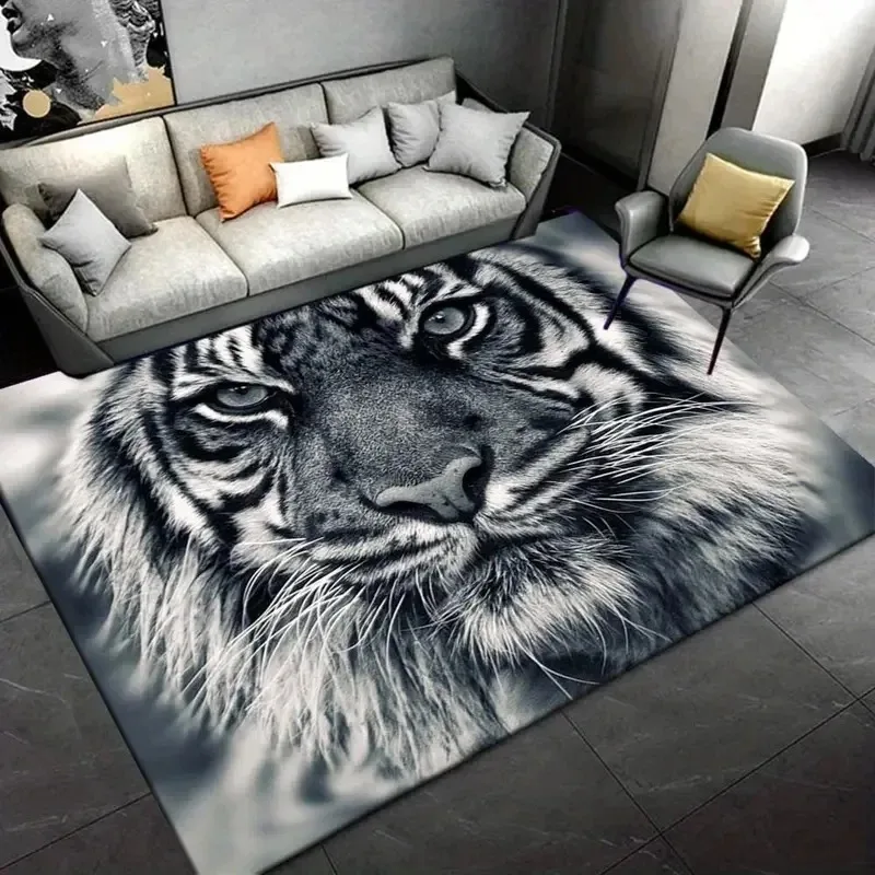 3D Printing Tiger Pattern Carpet Living Room Sofa Large Area Rugs Kitchen Entrance Doormat Non Slip Hallway Balcony Floor Mat