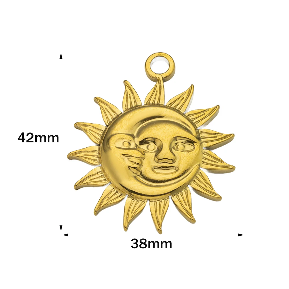5pcs Stainless Steel Celestial Sun Charms Smile Pendants DIY for Necklace Bracelet Jewelry Making Craft Supplies Party Decor view 5